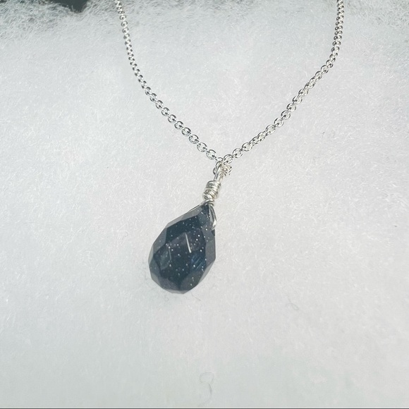 Blue Sandstone Sterling Silver Necklace - Picture 7 of 9